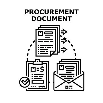 Procurement document process with forms and contract Stock Illustration