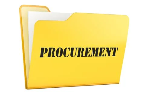 Procurement folder with documents, supply management concept. 3D rendering Illustrazione stock