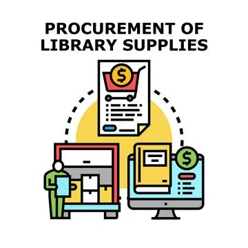 Procurement of library supplies and resources management Stock Illustration