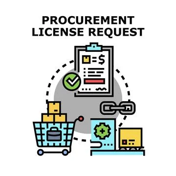 Procurement license request form approval process concept 스톡 일러스트