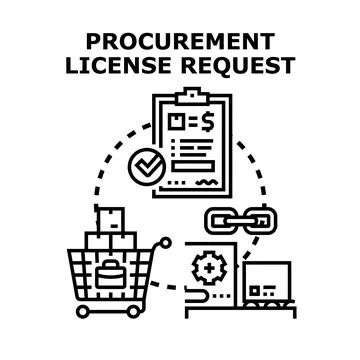 Procurement license request form approval process concept Stockillustratie