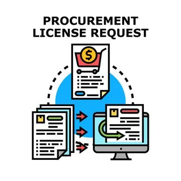 Procurement license request process using digital approval system Stock Illustration