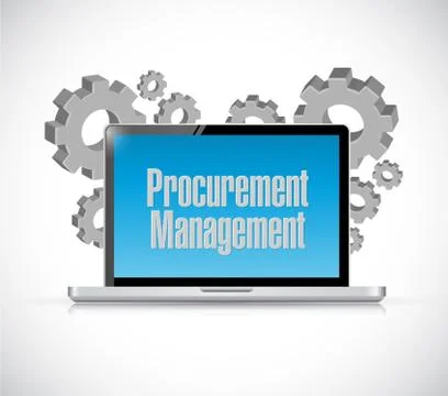 Procurement Management tech computer sign concept Illustrazione stock