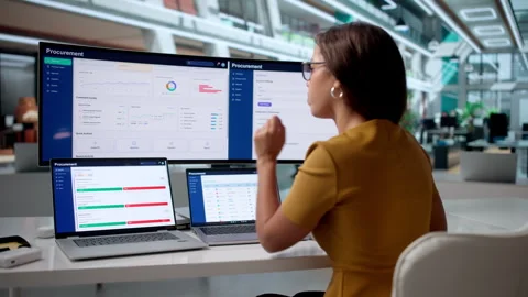 Procurement Manager Efficiently Reviews Supplier Contracts Vidéo 345332426