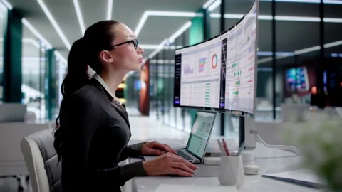 Procurement Manager Reviews Purchase Order Approvals On Laptop Stock Footage 345326570