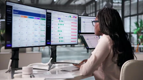 Procurement Manager Reviews Purchase Requisition Workflow On Laptop Stock Footage 343884608