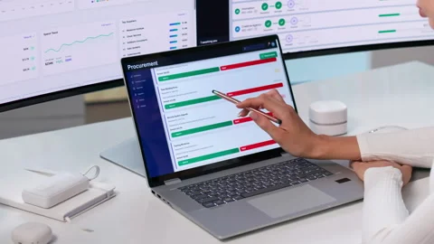 Procurement Manager Using Software Platform Stock Footage 345860680