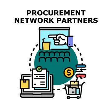 Procurement network partners creating supply chain management Stock Illustration