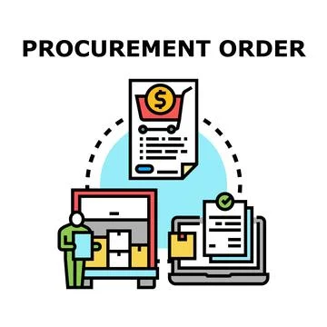 Procurement order process management illustration concept Stock Illustration