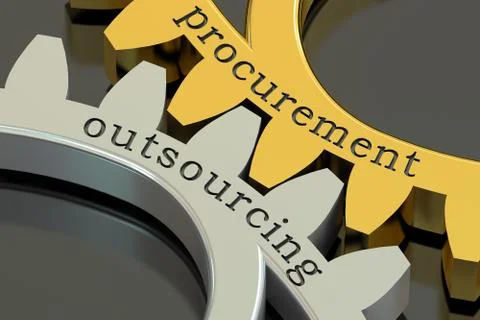 Procurement Outsourcing concept on the gearwheels, 3D rendering Stock Illustration