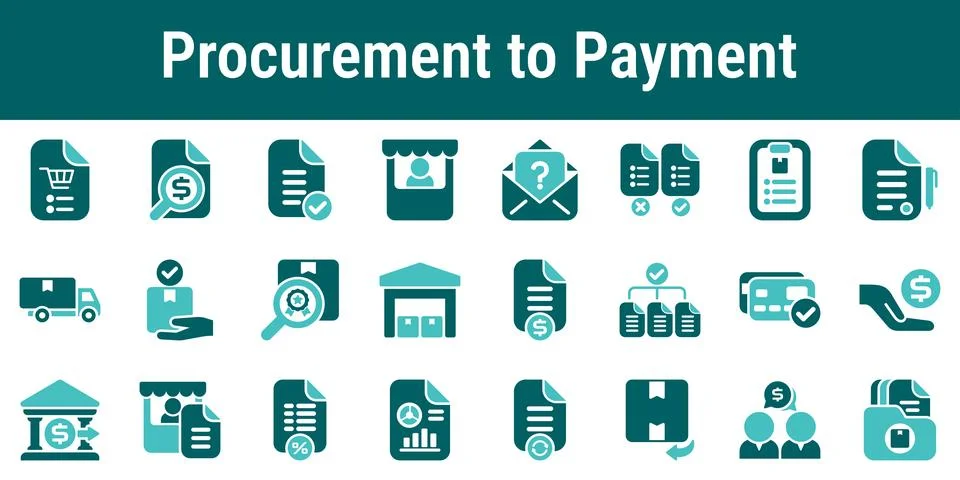 Procurement to Payment Process Icons Stock Illustration