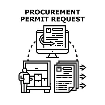 Procurement permit request process vector illustration concept Stockillustratie