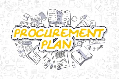 Procurement Plan - Cartoon Yellow Text. Business Concept Stock Illustration