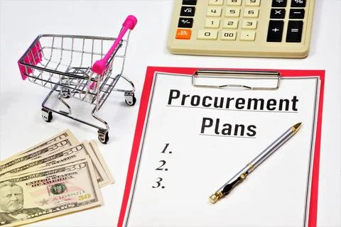Procurement plan. A text label in the planning notebook. Stock Photos