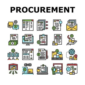 Procurement Process Collection Icons Set Vector Illustrazione stock