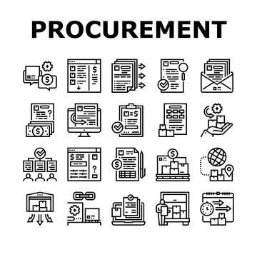 Procurement Process Collection Icons Set Vector Illustrazione stock