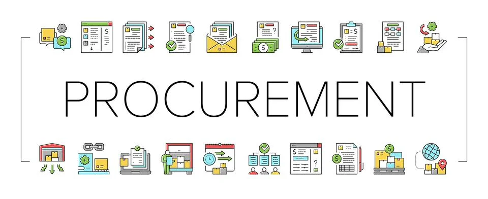 Procurement Process Collection Icons Set Vector . Stock Illustration