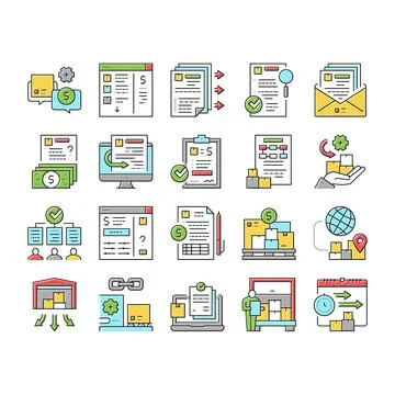 Procurement Process Collection Icons Set Vector . Stock Illustration