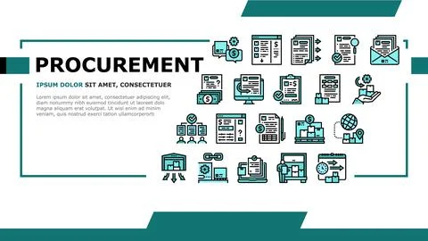 Procurement Process Landing Header Vector Stock Illustration