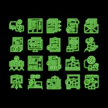 Procurement Process neon glow icon illustration Stock Illustration
