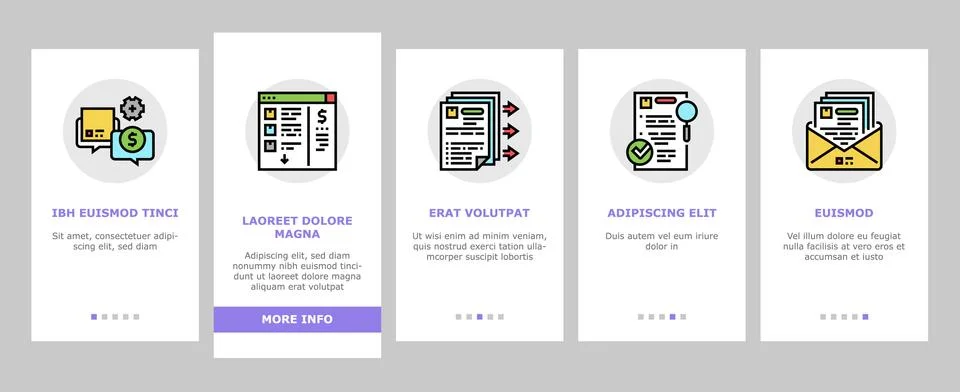 Procurement Process Onboarding Icons Set Vector Stock Illustration