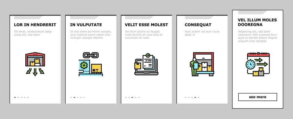 Procurement Process Onboarding Icons Set Vector Stock Illustration