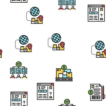 Procurement Process Vector Seamless Pattern Stock Illustration