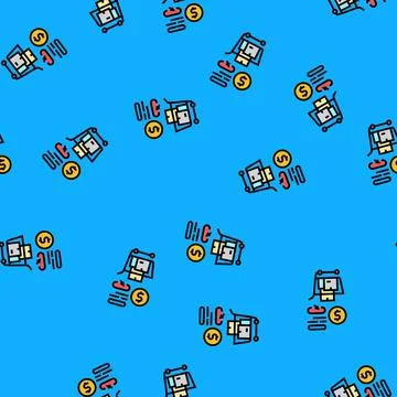 Procurement process vector seamless pattern 스톡 일러스트
