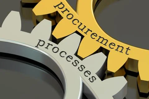 Procurement Processes concept on the gearwheels, 3D rendering Illustrazione stock