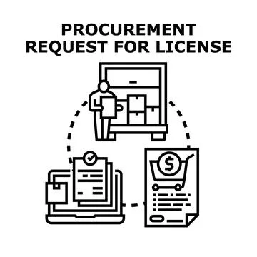 Procurement request for license approving purchasing process Stock Illustration