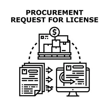 Procurement request for license business process Stock Illustration