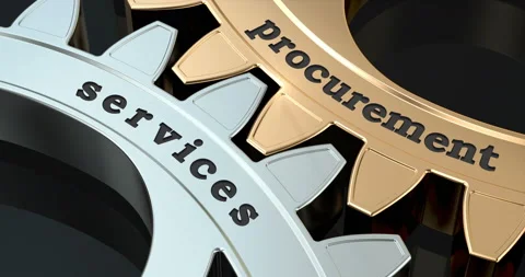 Procurement Services gearwheels, 3D animation video Stock Footage 143877638