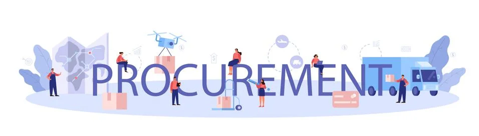 Procurement typographic header. B2B idea, global logistic and transportation Illustrazione stock