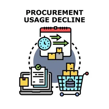 Procurement usage decline concept with decreasing inventory and orders Ilustração Stock