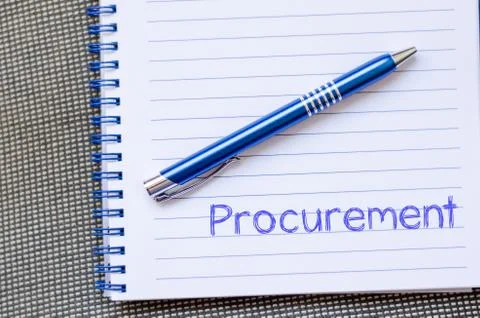 Procurement write on notebook Stock Photos