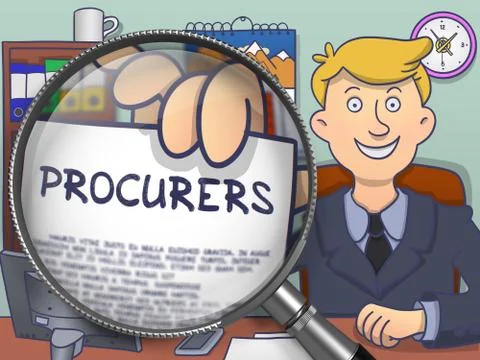 Procurers through Magnifier. Doodle Design Stock Illustration