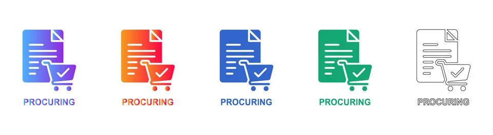 Procuring Document and Cart Icons Illustrazione stock