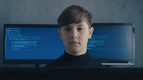 Prodigy Boy Hacker Programmer at data ce... | Stock Video | Pond5