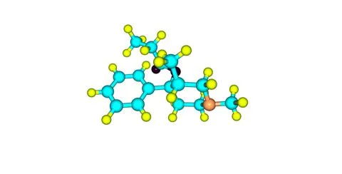 Prodine molecular structure isolated on white Stock Illustration