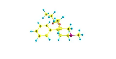 Prodine molecular structure isolated on white Stock Illustration