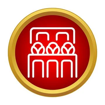 Produce box with vegetables in a red circle icon Stock Illustration