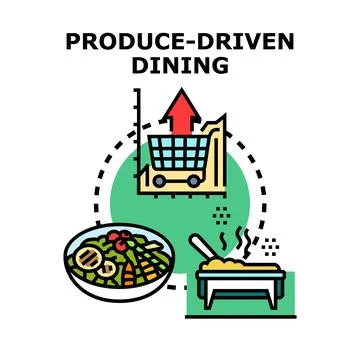 Produce driven dining concept developing healthy meal Stock Illustration