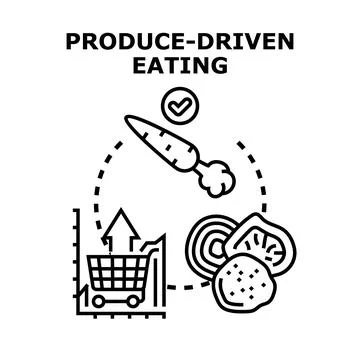 Produce driven eating concept with fresh vegetables and shopping cart Stock Illustration