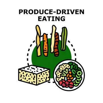 Produce driven eating flat vector concept illustration Stock Illustration