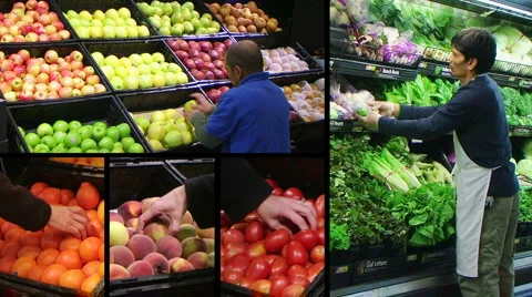Produce Market Composite Stock Footage 1086333
