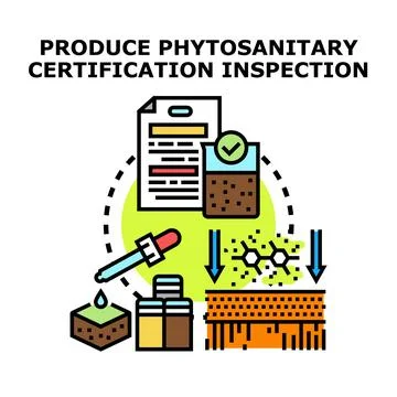 Produce phytosanitary certification inspection process concept Stock Illustration
