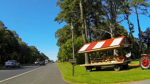 Produce Stand by the Road Stock Footage 36134916