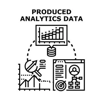 Produced analytics data for business performance and optimization Illustrazione stock