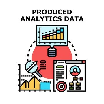 Produced analytics data for business performance and optimization Illustrazione stock