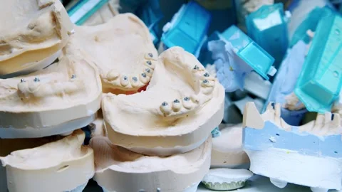 Produced stomatology teeth models for dentistry clinic. Stock-Footage 297261734